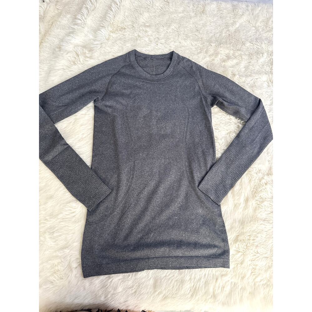 Lululemon Swiftly Tech Long Sleeve Heathered Black Grey Sz 6